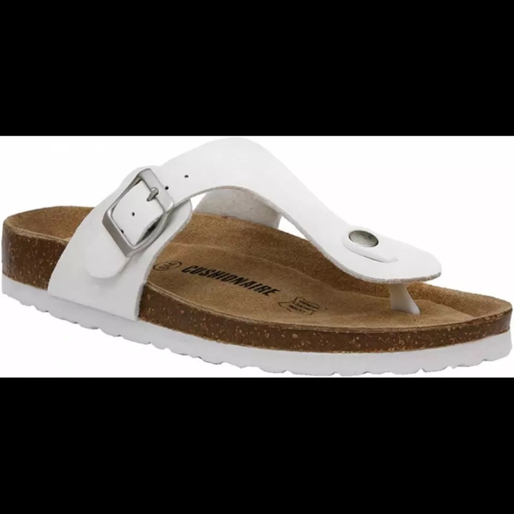 CUSHIONAIRE Leah Leather Thong Sandals Size 7 Granola